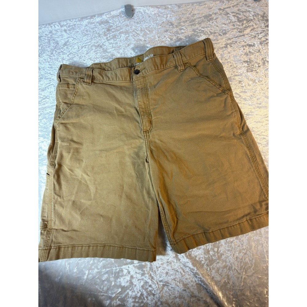 Carhartt Rugged Flex Shorts Mens 40 Hickory Brown Relaxed Fit Canvas Workwear
